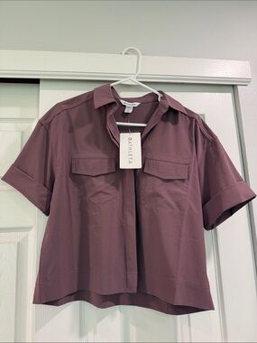 Athleta Short-Sleeve Cropped Shirt - Mauve